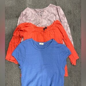 Three spring summer tops, fun colors! 1X and 2x. Fit is better for a 1X
